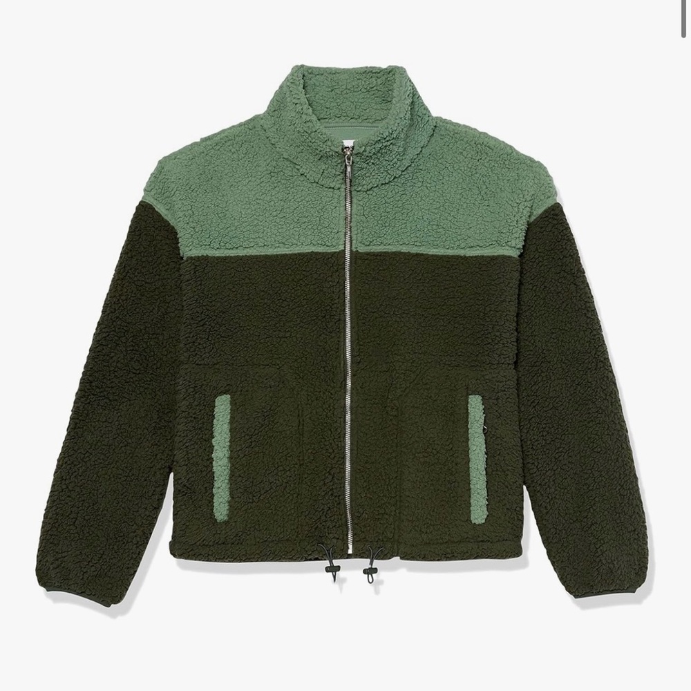 NWT Amazon Essentials Green Teddy Jacket